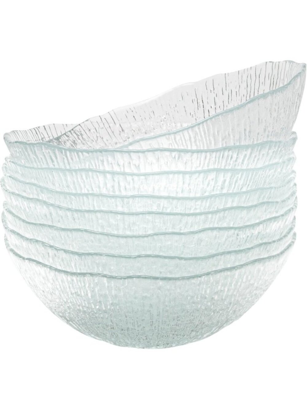 Elegant Textured Glass Soup & Salad Bowls Set of 6 - 6.5 Inch, Dishwasher Safe